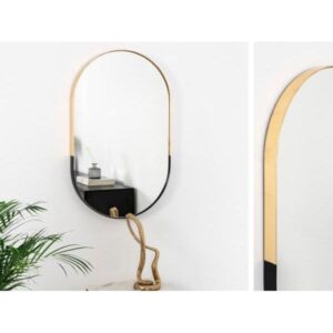 Espejo Ovalado Marco Negro-Dorado