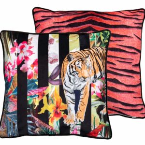Cojín Velvet Tigre Flores