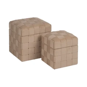 Set 2 Pouf Baúl Beige