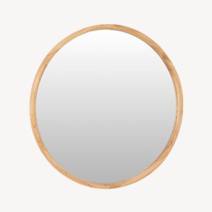 Espejo Circular 90x90 cm Madera Maciza Roble