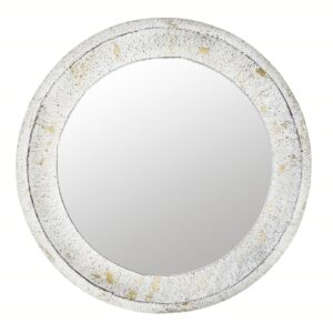 Espejo Metal Blanco Jaspeado Oro 80cm