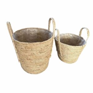 Set 2 Maceteros Fibra Natural Con Asas