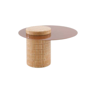 Mesa Auxiliar de Metal Terracota con Cristal