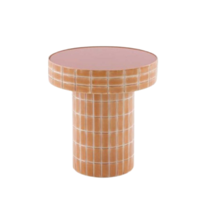 Mesa Auxiliar de Metal Terracota con Cristal