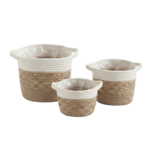 Set de 3 Maceteros Bicolor Blanco Asas