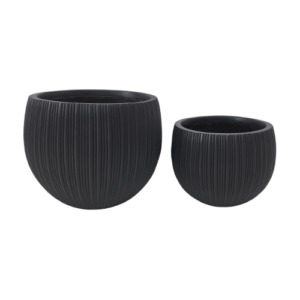 Macetero Fibrocemento Rayas Verticales Negro