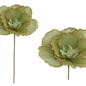 Flor Foam Textura Red Verde/ Ribete Oro