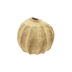 Jarron Cemento Forma Irregular Piedra Ocre 26 cm