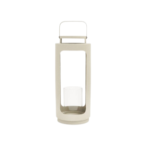 Farol Portavelas Metal/ Vidrio Beige