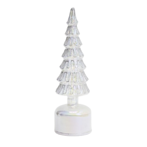 Arbol Cristal Giratorio Luz Plata 30cm - Próximamente