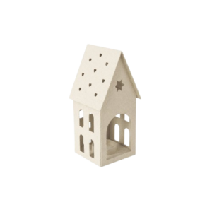 Portavelas Casa Metal Beige 22cm