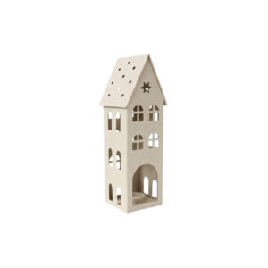 Portavelas Casa Metal Beige 32cm