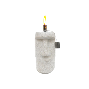 Lámpara de Alcohol Cabeza Moai Tapa Blanca 30 cm