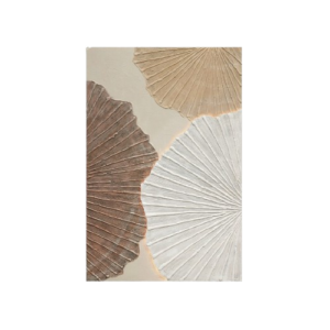 Óleo Abstracto Nenúfares Blanco, Beige y Marrón Led 100x150cm