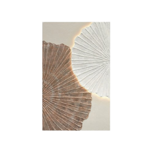 Óleo Abstracto Nenúfares Blanco y Marrón Led 80x120cm
