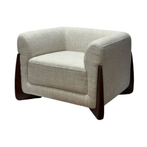 Butaca Marina Patas Madera Nogal Tapizado Beige
